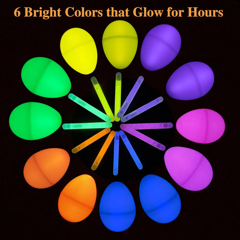 120 240 POPGIFTU Glow in the Dark Easter Eggs Bulk Prefilled Plastic Eggs with Mini Glow Sticks for Night Egg Hunt