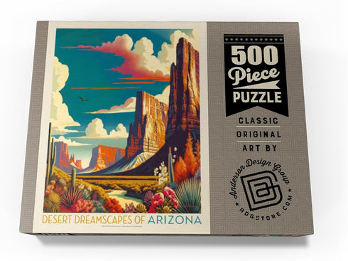MyPuzzle Arizona Desert Dreamscape, Vintage Poster - Premium 500 Piece Jigsaw Puzzle for Adults