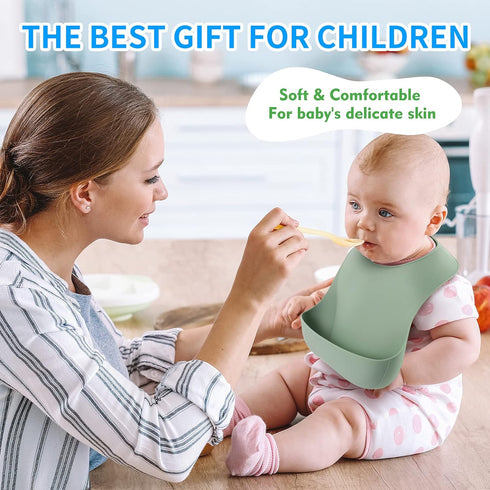 ME.FAN Silicone Baby Bibs for Babies & Toddlers | Adjustable Silicone Bibs, 2 Set