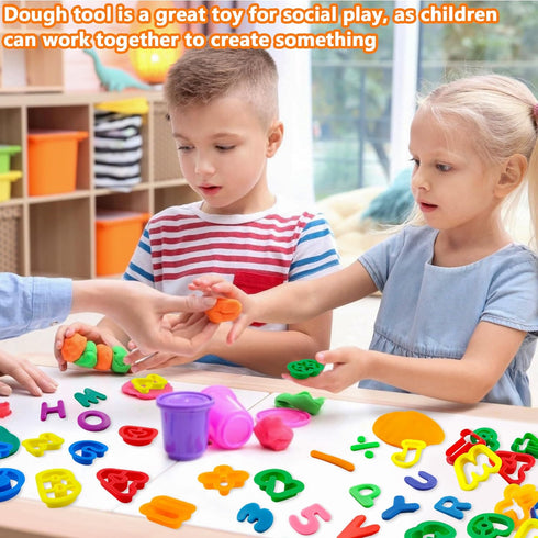 Set Dough Tool with Dough Alphabet Cutters,Numbers Cutters,Mathematical Symbols,Great Dough Tools for Learning Letters