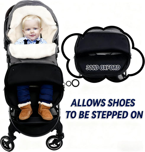 HOOGEE Baby Stroller Footmuff Winter - Universal, Expandable, Warm Infant/Toddler Cover, Cold-Weather Buggy Warmer