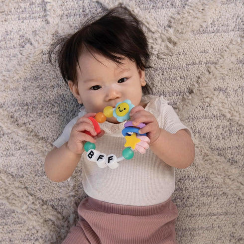 3-Pack Infantino Friendship Baby Teethers, Soft Silicone Teething Toys, Sensory Textures, Easy to Grip, BPA-Free