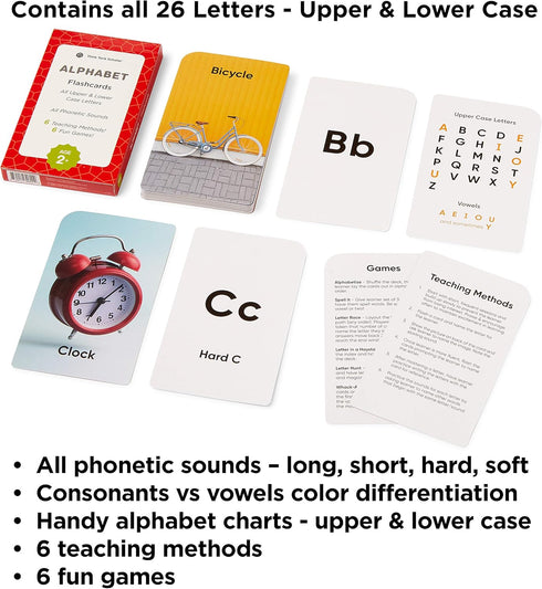 Think Tank Scholar Alphabet Flash Cards (ABC) for 2-4 Years, Learning Phonetic Sounds for Kids Speech Development, All