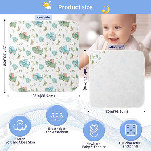 Burbuja 30x30 Cute Dragon Baby Bath Towel - Soft Absorbent Muslin Cotton Hooded Towel for Newborn Infant Toddler