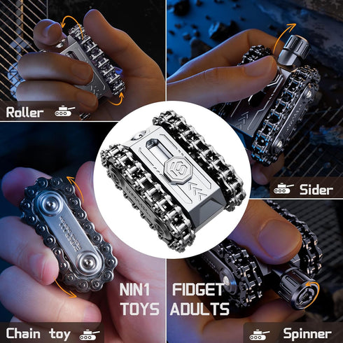 berotok 4 1 in Fidget Slider Roller Chain Spinner Combo, Metal Chain Fidget Toy with Tactile Feedback & Clicking