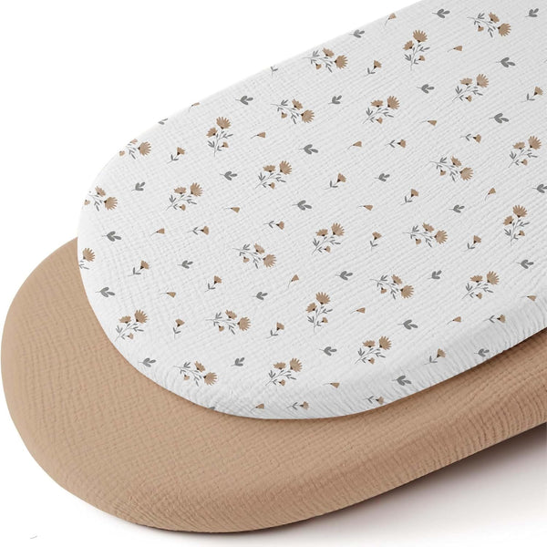 Mi Flor Muslin Bassinet Sheets 16x32x4 Bassinet Mattress Sheets,2 Pack Cotton Bassinet