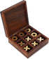 Ajuny Tic Tac Toe Board Games, Decorative Storage Box with Wooden Brass Inlays for Kids and Adults