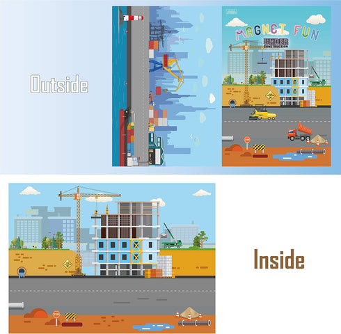 Magnetic Portable Playboard with 44 Pcs Construction Site Engineering Vehicles