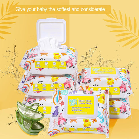 180 Count 7.4 7.2 Inch, HAPPY BUM - Saline Baby Wipes, Unscented, x Moist and Refreshing, Multi-Purpose Use, Ideal