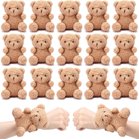 Ceenna 16 Pcs Bear Stuffed Animal Slap Bracelets Party Favors Plush Slap