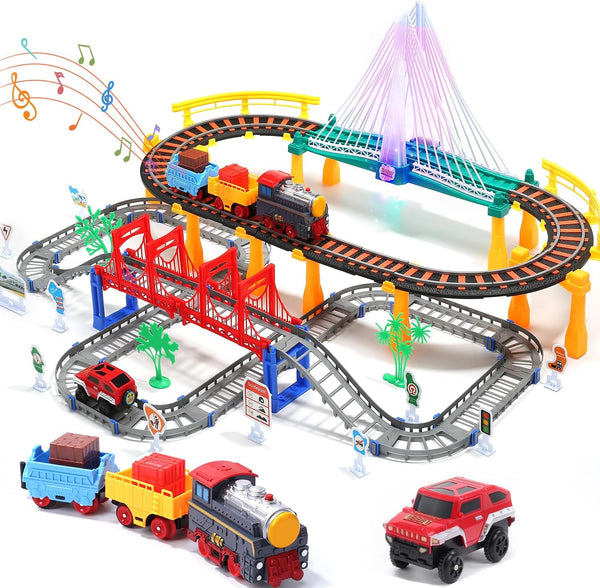 Electric Toddler Train Set Toy Playset for Kids Ages 3-5, Boys and Girls