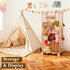 5-Row Edudif Stuffed Animal Storage Zoo, Wooden Stuffed Animal Organizer with Removable Wheels & Elastic Cords