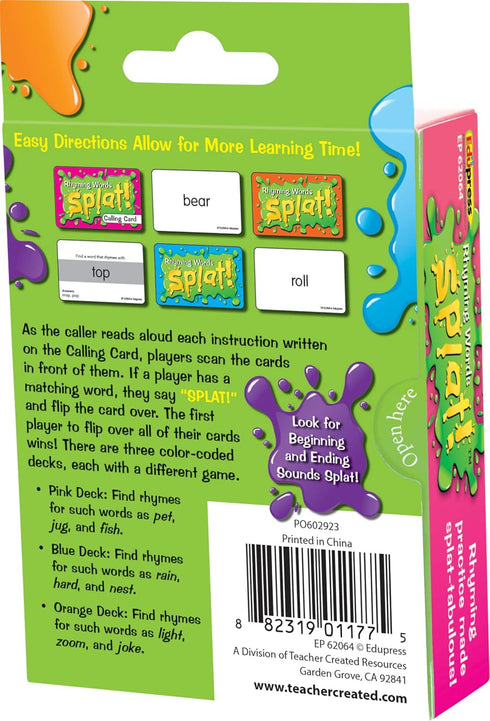 Teacher Created Resources Rhyming Words Splat Game