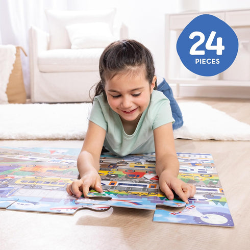 24-Piece 3 2 3+ Melissa & Doug Traffic Jam, City Vehicle Themed Jumbo Floor Puzzle, Jigsaw Puzzle with Multiple