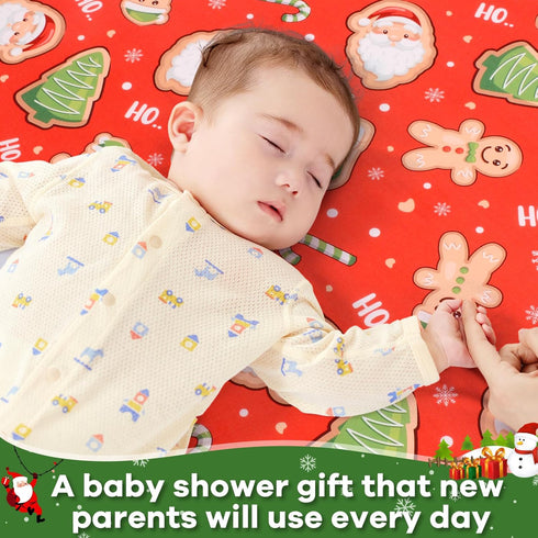 1 Pack Cozy Cloele Christmas Crib Sheet Biscuit Fitted Sheet for Boys Girls - Santa Baby Nursery Sheet Bed Sheet