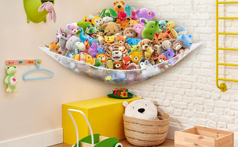 Simple Houseware 2 Pack Stuffed Animal Toy Hammock Net, Corner Wall Storage for Kids Room, White