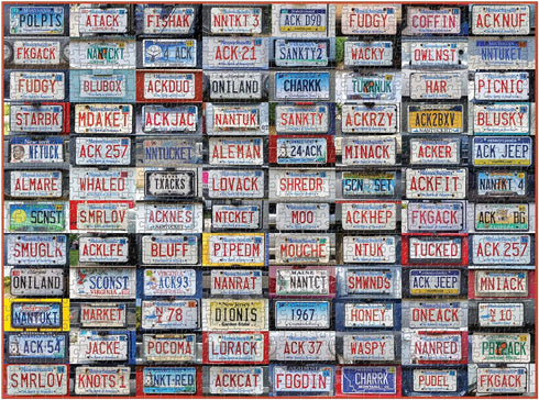 Galison Nantucket License Plates Puzzle - 1,000 Pieces - 20” x 27” - Collage of License Plate Photographs