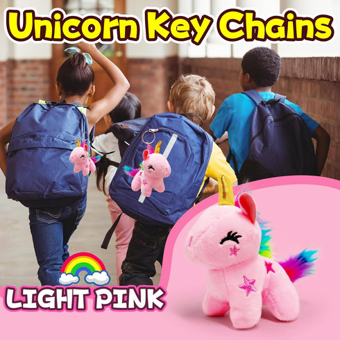 Light Pink Unicorn Stuffed Animals, Kawaii Plushies for Kids, Soft Mini Plush Toys Key Chains, Cute Birthday Gifts