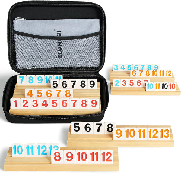 ELONGDI Rummy Cube 6 Player Large Numbers Edition, 160 Rummy Tiles with