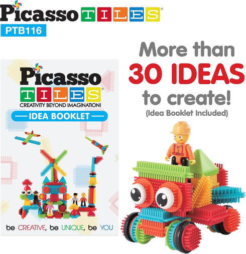 Picasso Toys 116pc Hedgehog Construction Building Blocks Set, Interlock Tiles with Idea Book, STEM Learning Kit for