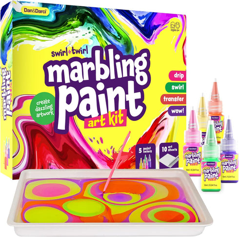 Marbling Paint Art Kit for Kids, Arts & Crafts Gifts for Girls & Boys Ages 6-12 Years Old - Easter Craft Kits Set -
