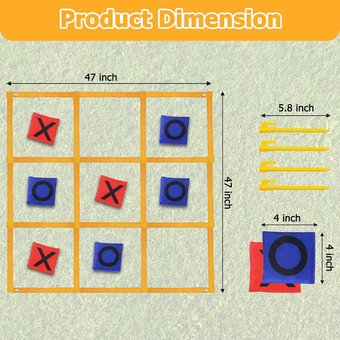 Gocasmus 4ft 4ft Tic Tac Toe Game - x Outdoor Yard Giant Tic Tac Toe for Backyard, Camping, Lawn, Portable No Assembly