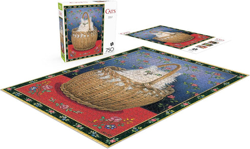 Buffalo Games - Ivory Cats - Bengy in a Basket - 750 Piece Jigsaw Puzzle for Adults - Finished Size 24.00 x 18.00
