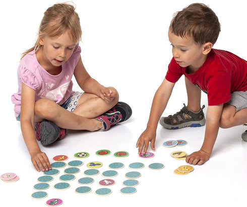 Cottify 2-Pack Wooden Memory Matching Game for Toddlers, Durable Memory Game for Kids 3-5 Years, 72 Cards