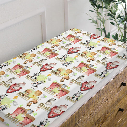 32"/34" 16" HawSkgFub Farm Animals Life Barn Changing Pad Cover for Baby Girls Boys, Natural Cow Chicken Pig Horse