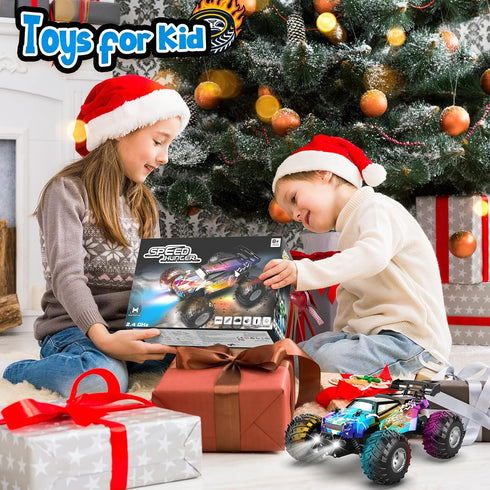 2.4GHz 20KM/H Remote Control Car, All Terrain Remote Control Truck for Boy, Rc Car with Bodylight and Two Rechargeable