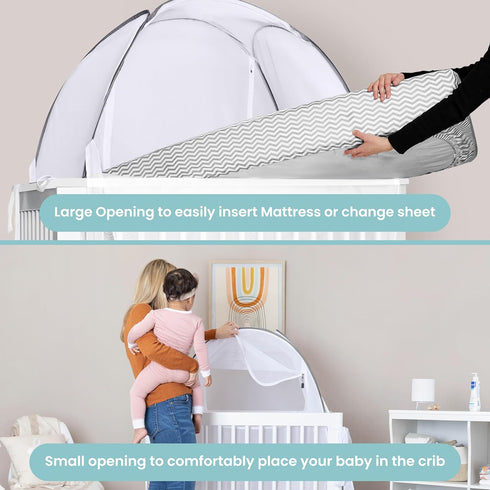 Crib Tent to Stop Baby Climbing Out Baby Crib Net Cover, Breathable Anti-Climb Crib Cover with Auto-Lock Zipper, Easy