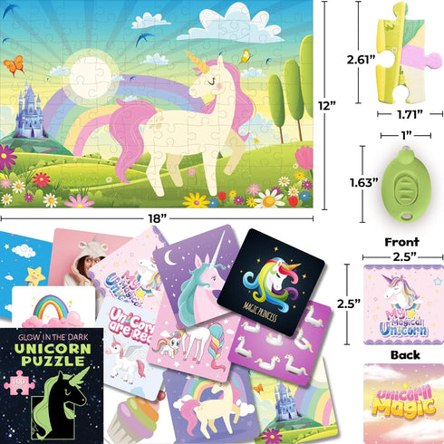 100 5 6-8 10-12 Hapinest Piece Unicorn Puzzle Glow-in-The-Dark Puzzle for Kids Girls & Boys, Birthday Gift w/Bonus