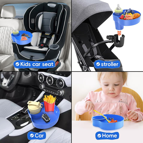 Kids Car Seat Tray, Travel Tray with Cup Holder for Toddler, Kids Car Seat Food Snack Tray for Road Trip, Stroller snack tray travel must haves - Blue by SSPONT