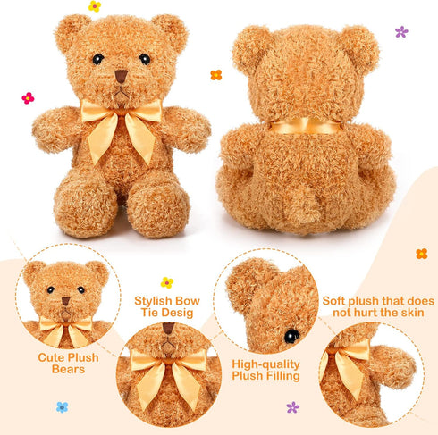 HyDren 12 Pack 12 Inch Bear Stuffed Animal, Cute Plush Bears with Ribbon Bow Ties for Baby Shower