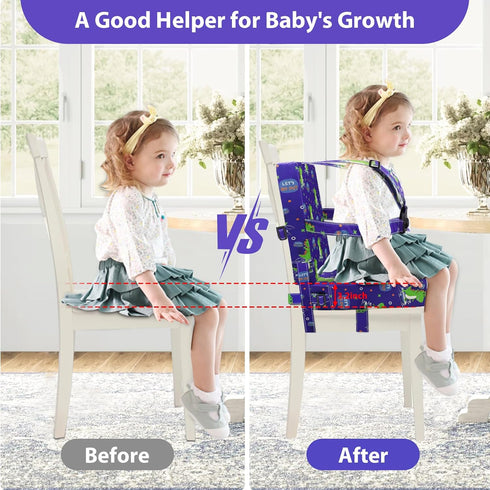 Toddler Booster Seat for Dining Table, Adjustable Safety Buckle Child Booster Seat with Backrest, Waterproof Washable