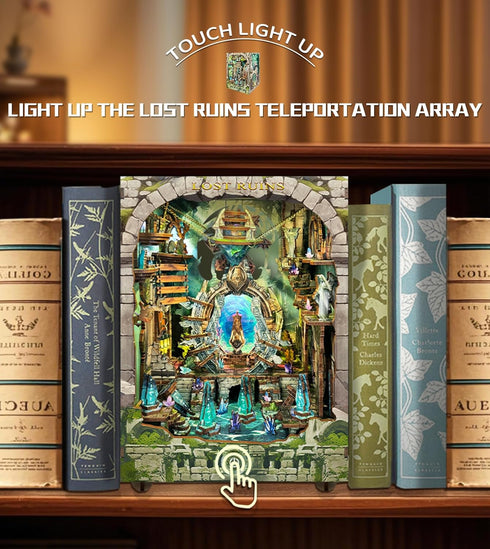 Spilay DIY Dollhouse Booknook Kit,DIY Bookshelf Kit,with LED Light and Dust Cover for Bookends Model Build kit,Handmade