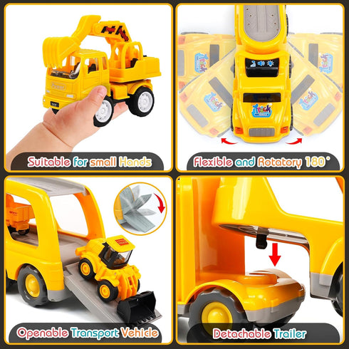 9 1 3 4 5 6 3 4 5 6 Veslier in Construction Truck Toys for Ages Years Old,Vehicles with Sounds and Lights in Carrier