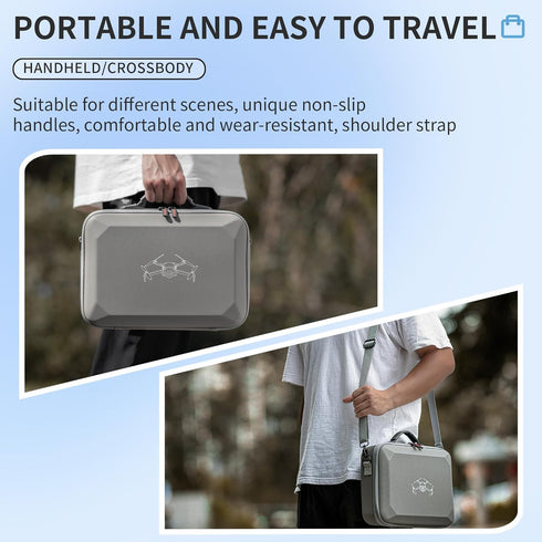 Hard Carrying Case for DJI Mini 4 Pro - Waterproof PU Portable Travel Shoulder Bag and Handbag 2 in 1