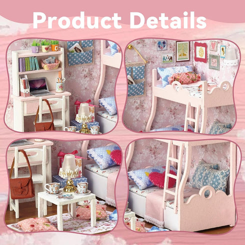 Flever Dollhouse Miniature DIY House Kit Creative Room with Furniture and Cover for Romantic Artwork Gift(Mood