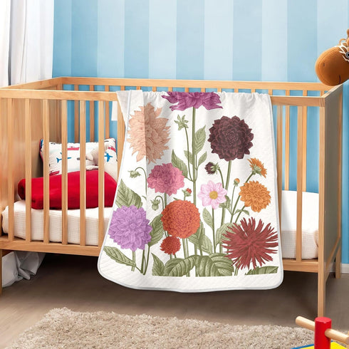 KICPOAY 30x40 Inch Swaddle Blanket for Vintage Floral Dahlia Baby Receiving Blanket Muslin Baby Swaddles Soft Cotton