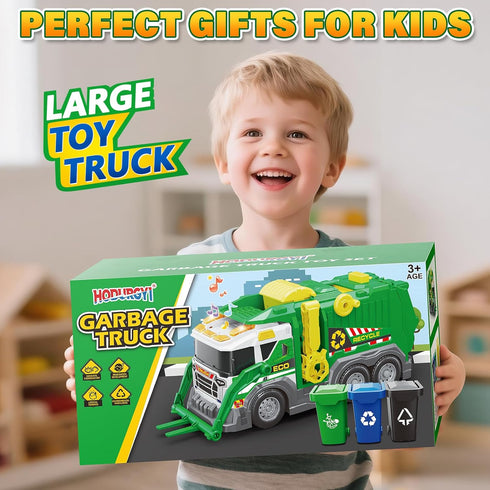 Set 3 4 5 6 7 8, Large Garbage Truck Toy for Boys Ages Kids Trash Truck with Sound, Light, Dumpster, Trash Bins