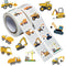 KOPTOP 1000PCS Construction Vehicle Stickers Roll, 2 Rolls 10 Styles Self-Adhesive Stickers for