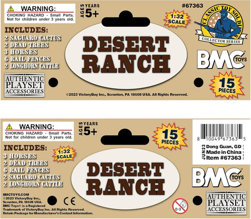 BMC CTS Desert Western Ranch - 15pc Plastic Figure Diorama Accessories Playset