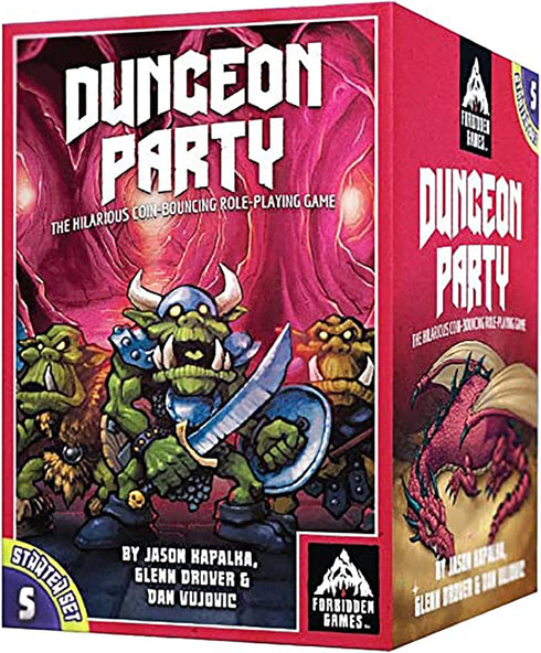 Dungeon Party - Starter Pack: Forbidden Games, Coin Bouncing Role-Playing Card Game, Ages 10+, 1-6 Players