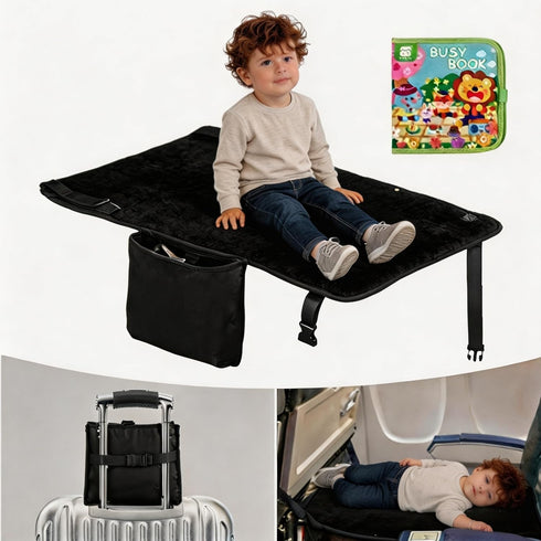 SkyCradleNap Toddler Airplane Bed with Cloth Book, Portable Airplane Seat Extender Travel Bed for Kids, Soft Baby Plane