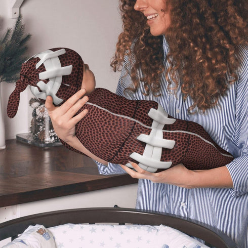 Football Swaddle Wrap, Newborn Receiving Blanket, Soft Sleeping Sack for Baby Boys Girls