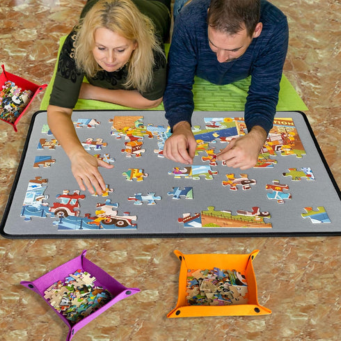 QCFDLCX 6 1000 Folding Puzzle Board with Sorting Trays and Felt Mat,for Storage and Saver, Non-Slip Surface,for Puzzle