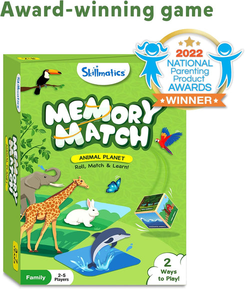 Skillmatics Board Game - Memory Match Animals, Fast & Fun Memory Game for Kids Ages 3-7, Gifts for Boys & Girls