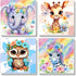4 Pack Animal Paint by Number for Kids with Wooden Frame, Easy DIY Acrylic Oil Painting Kits for Home Decor (Ages 4-12,