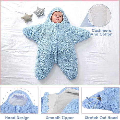 Lekad 2-6 Baby Wearable Sleeping Bag Baby Starfish Onesie Newborn Snowsuit Winter Jumpsuit Outfit Hooded Swaddle
